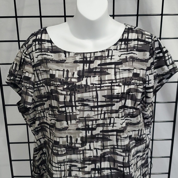 Belted Tunic, black, gray and white. XL - Picture 3 of 9
